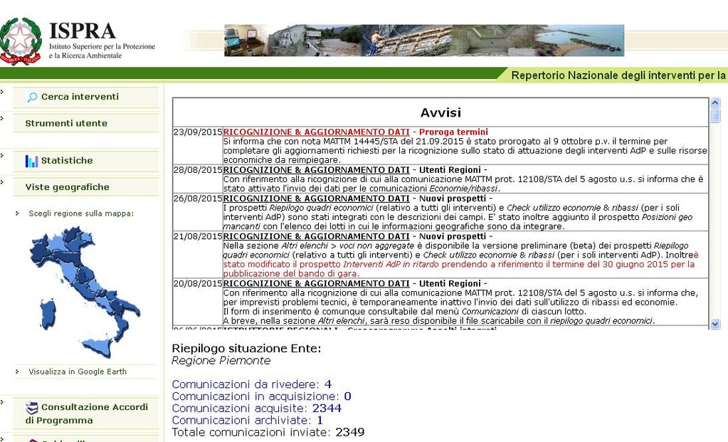 LA GESTIONE DEGLI INTERVENTI ATTRAVERSO LA PIATTAFORMA RENDIS WEB REPERTORIO NAZIONALE DEGLI INTERVENTI PER LA DIFESA DEL SUOLO Obiettivo: formazione di un quadro unitario, sistematicamente