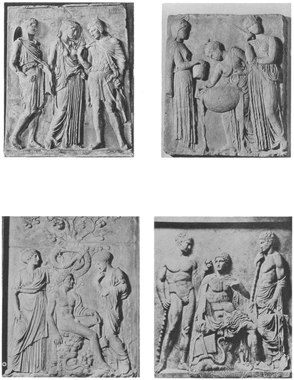 Fig. 24 - Prototipi dei rilievi raffiguranti Orfeo (sin.) e le figlie di Pelia (des.