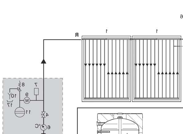 CIRCUITO IDRAULICO Lo schema idraulico seguente illustra il collegamento tra collettori solari e bollitore solare.