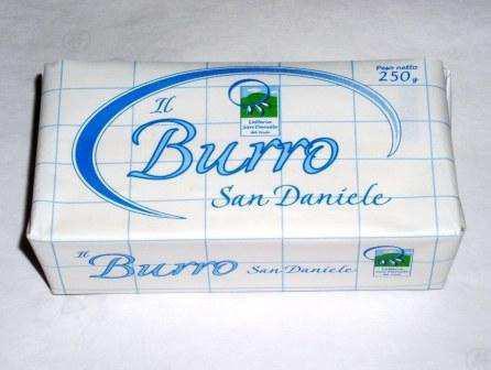 BURRO SAN DANIELE GR.125 250 Prodotto con Crema di Latte pastorizzato e confezionato in pani dal peso fisso di: 125 GR (40 pezzi per cartone) codice art.