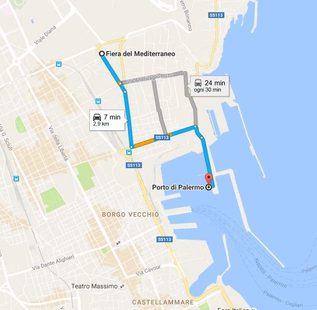 LOGISTICA COME ARRIVARE Il porto di Palermo, a soli 200 mt dal centro storico, accoglie le seguenti compagnie e