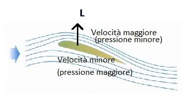 Sul dorso del profilo la velocità è maggiore e la