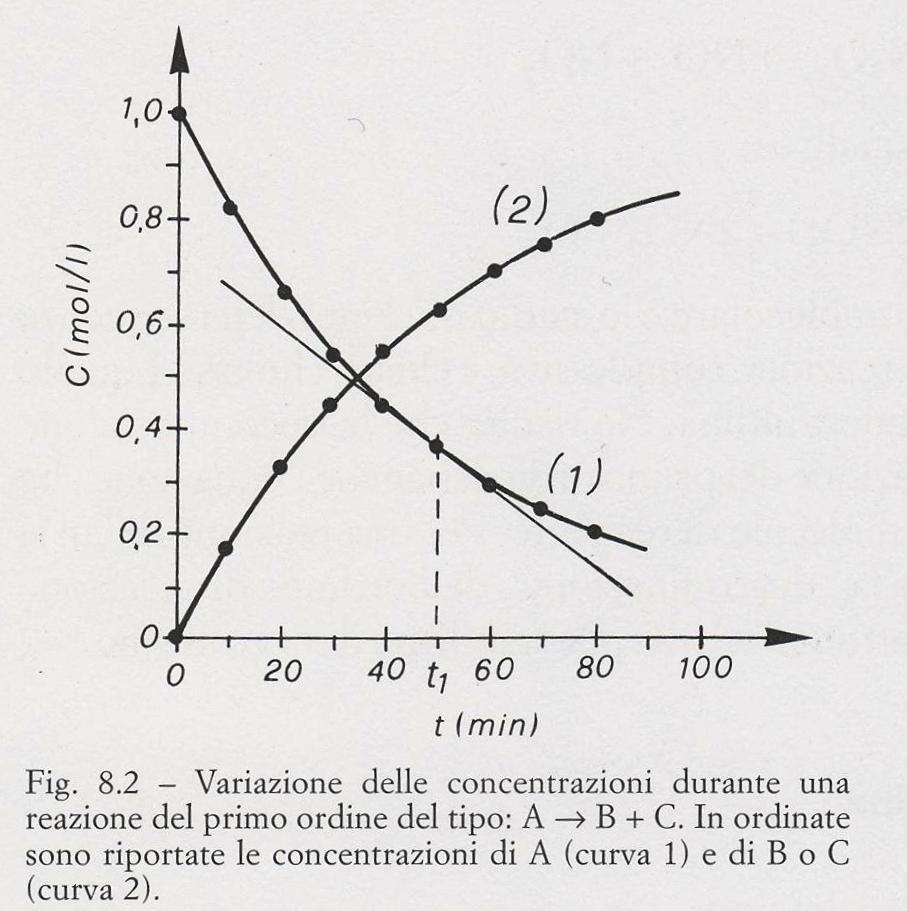 V 1 = sarà massima all inizio della reazione (tempo 0), poiché [ A ] avrà il valore più elevato.