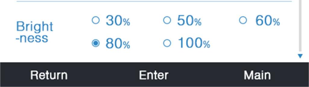 Impostazioni del display (Display setting) Premere il tasto ENTER per passare alla schermata successiva quando l icona lampeggia nel menu principale.