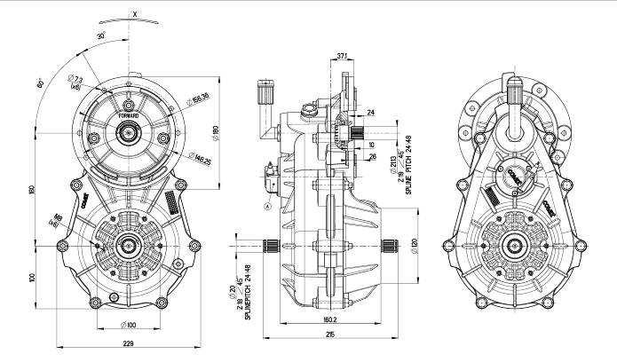 Riduttori differenziali per trazione elettrica Differential gearboxes for electric traction Caratteristiche tecniche Tipologia di riduttore: 2 stadi ad assi paralleli Rapporti di riduzione: da 6,8:1