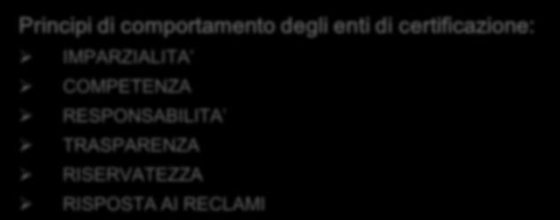 Organismi di certificazione e laboratori di prova e taratura La norma più importante a cui devono conformarsi gli organismi di certificazione per ottenere l accreditamento è la UNI CEI EN ISO/IEC