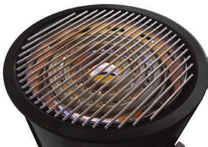 Sotto il coperchio vi è una robusta griglia in acciaio inossidabile e la vaschetta per raccogliere il carbone e accendere il barbecue.