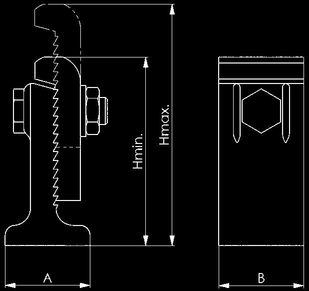 obliqua. Acciaio da bonifica, verniciato. Combinazione H min. H max.