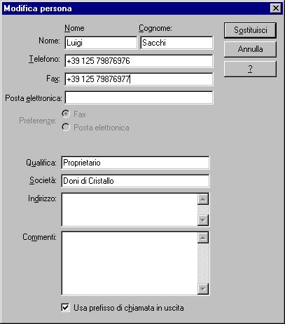 Per aggiungere o modificare indirizzo di una persona 1.