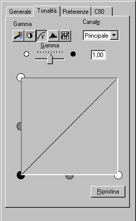 Modifica dei vaori dea curva gamma Con a curva gamma è possibie modificare i mezzitoni de immagine per aumentarne i contrasto e migiorare, di conseguenza, a quaità compessiva de immagine.