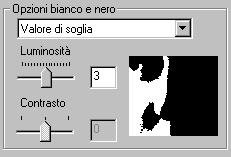 Per regoare a uminosità o i contrasto di un immagine in bianco e nero Nea scheda C80 utiizzare i dispositivi di scorrimento dea casea di gruppo Opzioni bianco e nero per regoare a uminosità o i