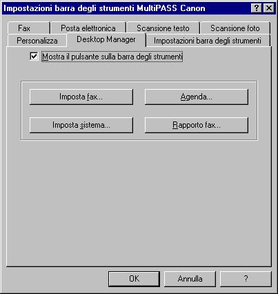 Nea finestra di diaogo che verrà visuaizzata scegiere a scheda Desktop Manager, quindi seezionare una dee seguenti opzioni: Impostazione fax Consente di impostare e opzioni reative ae preferenze, a