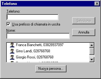 2. Nea finestra di diaogo Teefono immettere i numero teefonico da comporre oppure seezionaro da Agenda.