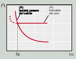 12.3.02) Fusibili. La caratteristica dell energia specifica (I 2 t) lasciata passare, ha un andamento del tipo indicato nella seguente figura.