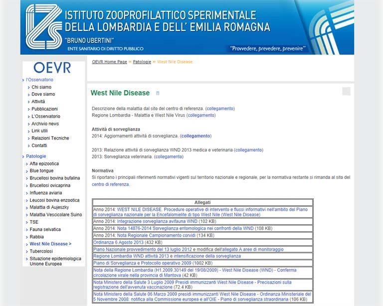 Sorveglianza WND 2014 Aggiornamento costante Aggiornamento in tempo reale eseguito da OEVR Piattaforma SIV (http://www.vetinweb.it/cm_siv/?