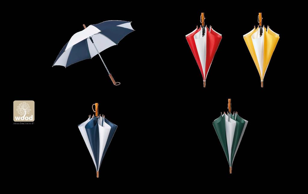 PATCH PL116 PATCH ombrello bicolore con manico e puntale in legno fusto in metallo rib in