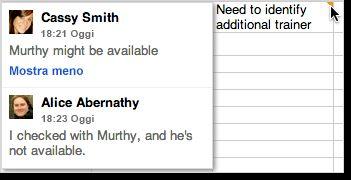 5. Per visualizzare i commenti, passa con il mouse sulla cella: 6. Se desideri modificare il tuo commento, fai clic sulla cella e seleziona Modifica o Elimina.