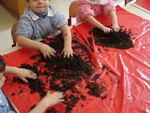 I bambini hanno manipolato la terra, osservando tutto ciò che ci si trova in mezzo: sassolini,