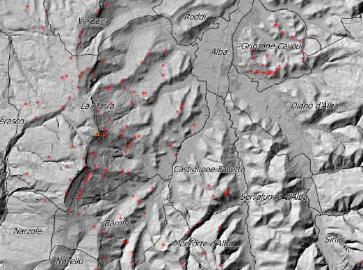 Analisi di visibilità Bacino visivo dal Belvedere