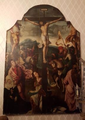 NR.1 DIPINTO OLIO SU TAVOLA RAFFIGURANTE GESÙ VIA CRUCIS STAZIONE XII GESÙ MUORE IN CROCE, RISALENTE AL XVI SECOLO (1520) DI INESTIMABILE VALORE