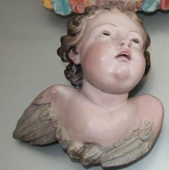 NR.2 TESTE DI ANGELI PUTTI ALATI, IN LEGNO INTAGLIATO, RISALENTI AL XVIII