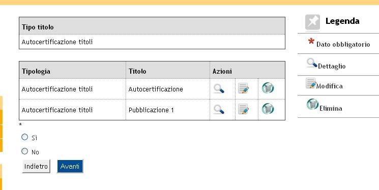 Terminato il caricamento, il sistema proporrà la seguente videata riepilogativa dei documenti caricati. Se si vogliono inserire altri documenti cliccare su Sì.