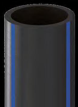 PE100 ACQUA Tubi PE di colore nero con bande coestruse di colore azzurro per il trasporto di acqua potabile / da potabilizzare.
