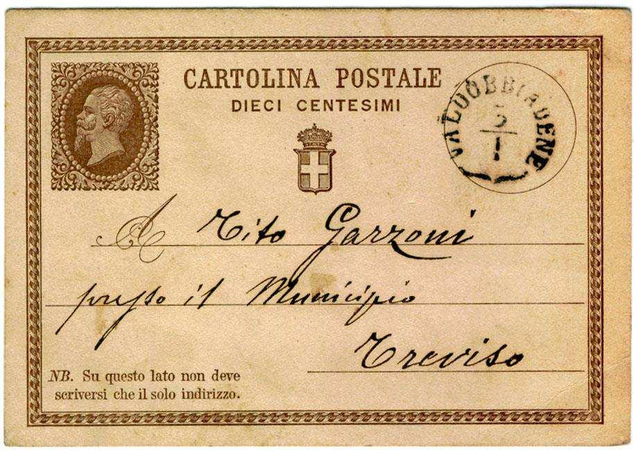 CARTOLINA POSTALE N.1 da 10 c. Validità 1.1.1874 31.12.