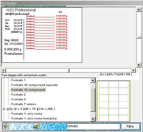 H2O Professional il software di gestione del laboratorio di farmacia 88 contenitori di diversa misura.