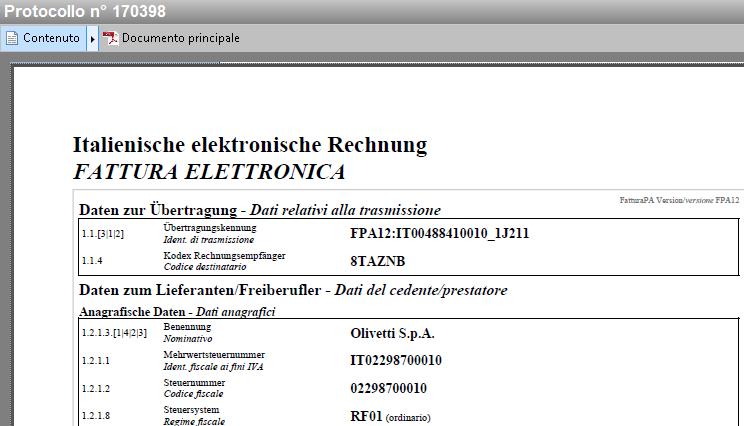 Fattura elettronica in formato PDF (documento