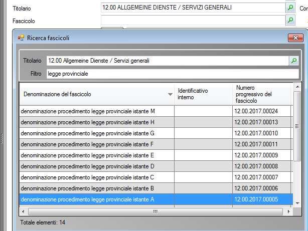 1 risultato delle ricerca e l utente seleziona il fascicolo desiderato con doppio click oppure evidenziandolo e premendo il tasto INVIO (4).