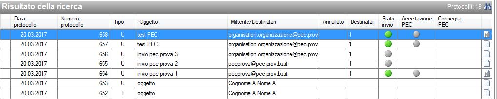 Le icone e sono riferite alla protocollazione di fatture.