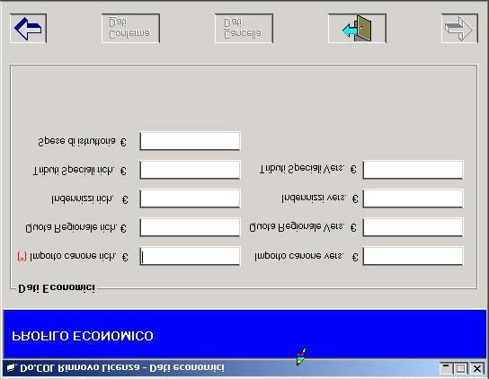 La finestra presenta le seguenti informazioni: Dati Economici Importo canone rich.: importo del canone richiesto.