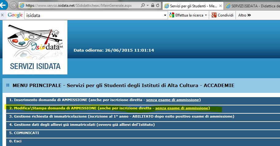 MODIFICA DOMANDE DI AMMISSIONE ATTENZIONE: le modifiche potranno essere effettuate entro il termine ultimo utile per la registrazione (indicato sui bandi).