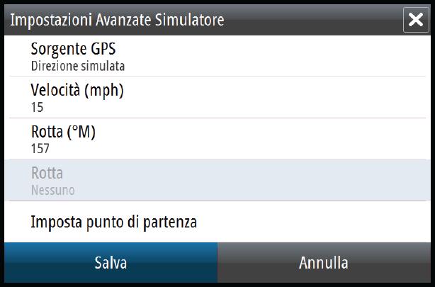 Impostazioni avanzate del simulatore Le impostazioni avanzate del simulatore consentono di controllare manualmente il simulatore.