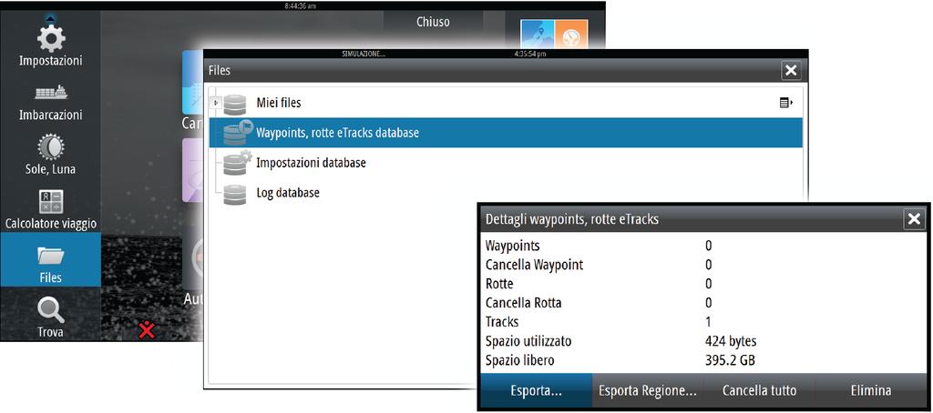 Copia di backup dei dati del sistema Sono disponibili diversi formati di output per l'esportazione: copia di backup dei dati del sistema File dati utente versione 5 File dati utente versione 4 File