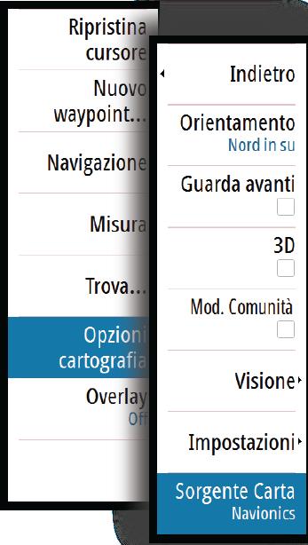 Dati cartografici Il sistema viene fornito con cartografie diverse integrate a seconda della regione. Tutte le unità supportano la cartografia Insight di Navico, incluso Insight Genesis.