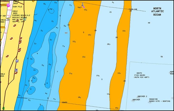 Scala profondità evidenziata Selezionare una scala di profondità tra le quali Navionics utilizza un colore di riempimento diverso.