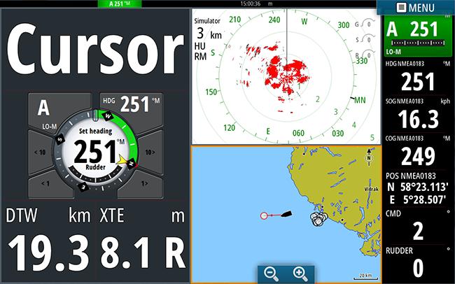 Campi dati Nel riquadro Autopilota vengono utilizzate le seguenti abbreviazioni: CTS DTD DTW SOG COG XTE Rotta di governo Distanza dalla destinazione Distanza dal waypoint successivo Velocità