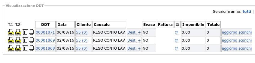 Cliccando sul progressivo del DDT dalla lista dei DDT compare il contenuto del documento: in questa