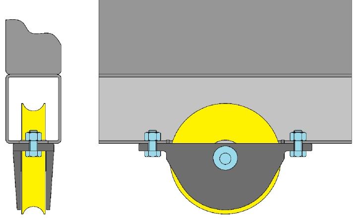 Su richiesta, realizzabile con flangia in inox e supporto in zama. Ideal for aluminium gates. On demand, available version with wheel in stainless steel and support in zama.