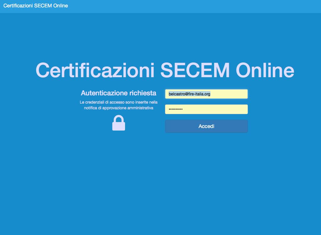 Pagina web del sito www.secem.