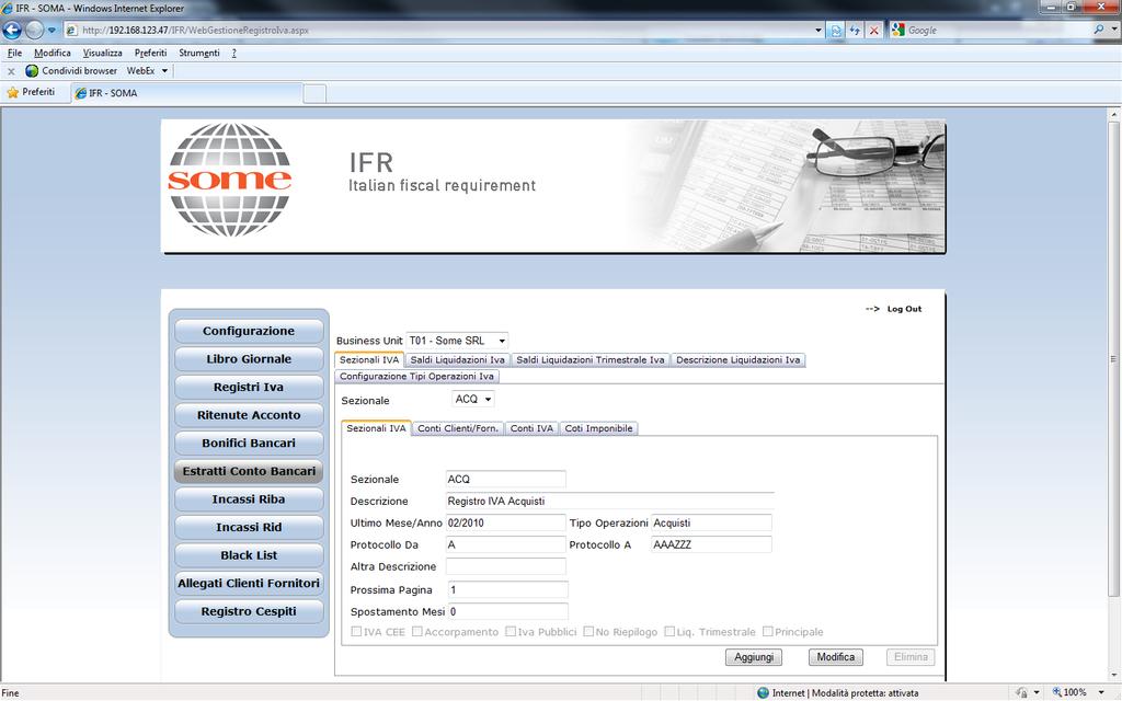 Moduli Registri Iva Configurazione Configurazione IFR