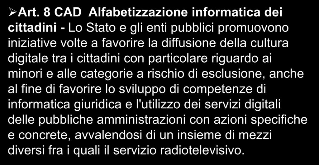 Il più importante dei diritti: il diritto di sapere e di conoscere Art.