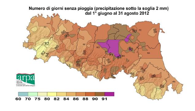 CRITICITÀ DELLA STAGIONE IRRIGUA 2012 Nel 2012 si è registrato un periodo di siccità estiva eccezionale: 90 giorni ininterrotti senza pioggia, accompagnati da alte temperature.