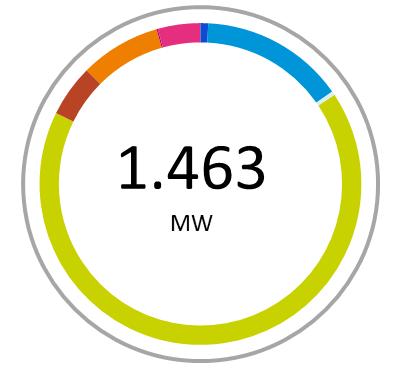 ELETTRICITÀ DM 6 LUGLIO 2012 Relativamente al DM 6/7/2012, a fine 2016 risultano in esercizio 2.785 impianti, pari a 1.463 MW, in larga parte eolici. Risultano poi 556 MW ancora a progetto.
