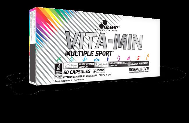 Vita-min Multiple Sport MEGA CAPS VITAMINE E MINERALI ESSENZIALI IN MEGA DOSAGGIO Una complessa formula di vitamine, sostituti di vitamine, antiossidanti naturali e altri ingredienti vegetali
