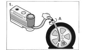 Interruttore acceso/spento 3. Manometro aria 4. Bottiglia sigillante pneumatico 5. Tubo trasparente sigillante 6. Connettore metallico 7.