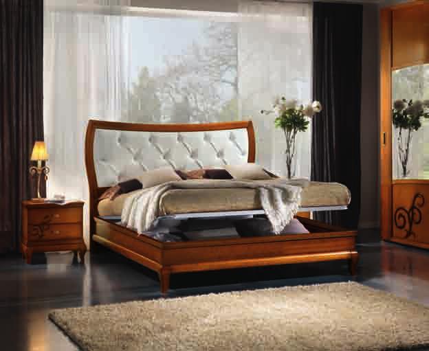 mirò014 collection articolo 4110/CN/160 letto sagomato imbottito capitonè con contenitore interno finitura noce chiaro