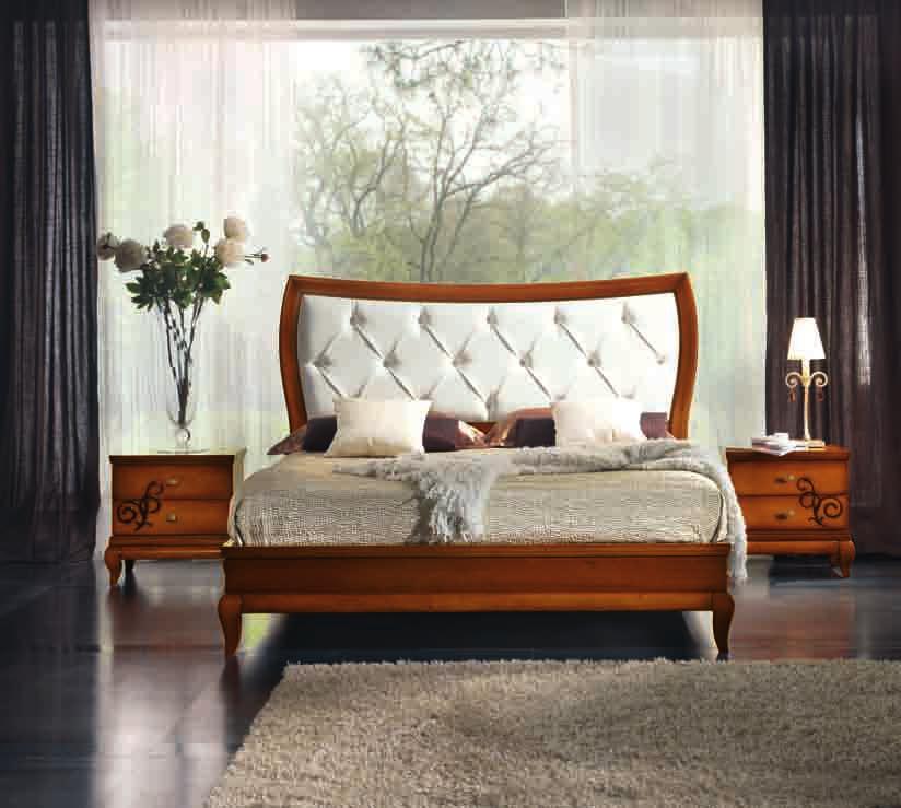 53 articolo 4110/160 letto sagomato imbottito capitonè finitura noce chiaro shaped upholstered bed capitonè light